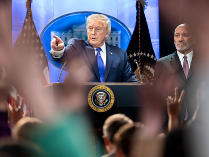 President Donald Trump delivers remarks following the Supreme Court ruling on tariffs in t