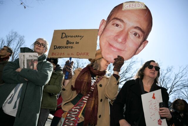 Washington Post employees, along with supporters from the Washington-Baltimore News Guild