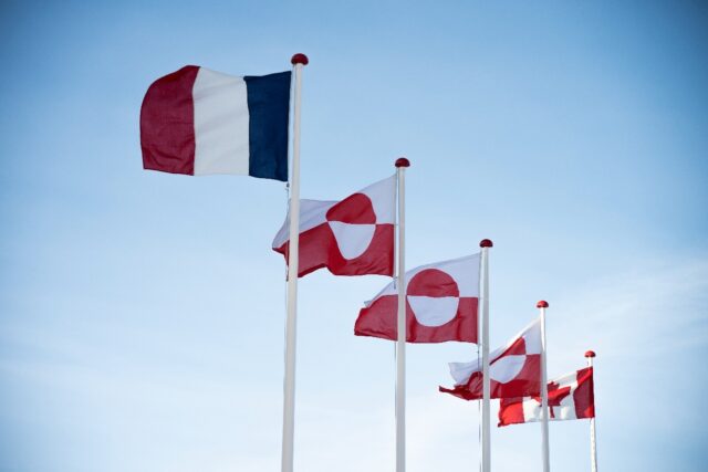 The French and Canadian flags flew alongside that of Greenland