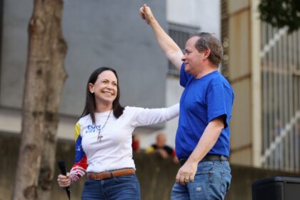 Juan Pablo Guanipa (R), who is close to Venezuelan opposition leader Maria Corina Machado,