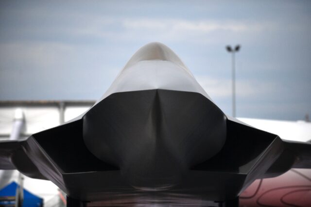 A mock-up of the European New Generation Fighter for the Future Combat Air System (FCAS) a