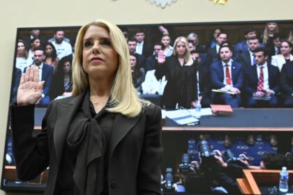 US Attorney General Pam Bondi is sworn-in before testifying before the House Judiciary Com
