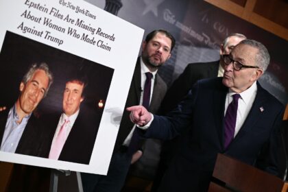 US Senate Minority Leader Chuck Schumer highlights media coverage of the missing Epstein f