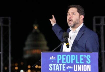 US Senator Ruben Gallego of Arizona speaks during the 'People's State of the Uni