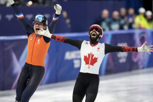 Canada's Steven Dubois powers to Olympic gold in men's 500m short track