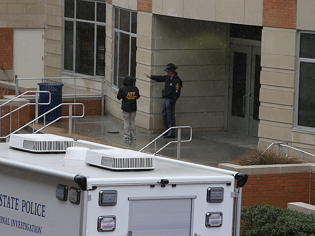 Police arrive outside Old Dominion University's campus after reports of an active shooter