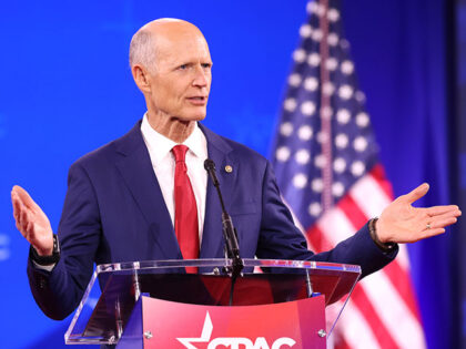 U.S. Senator Rick Scott speaking at the 2025 Conservative Political Action Conference (CPA