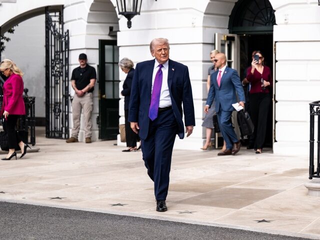 President Donald J. Trump boards Marine One on the South Lawn of the White House en route
