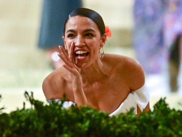 NEW YORK, NEW YORK - SEPTEMBER 13: Alexandria Ocasio-Cortez leaves the 2021 Met Gala Celeb