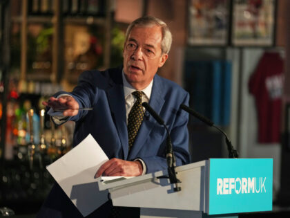 Reform Party leader Nigel Farage launches the Save the Pub campaign in London, Tuesday, Fe