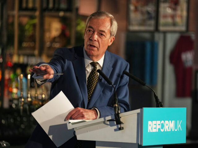 Reform Party leader Nigel Farage launches the Save the Pub campaign in London, Tuesday, Fe