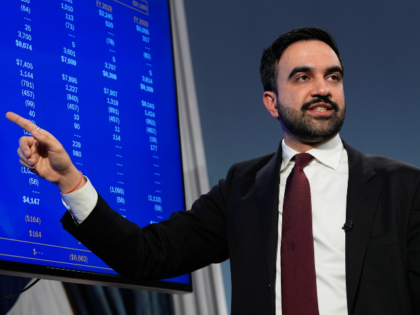 New York City Mayor Zohran Mamdani speaks to reporters about the city's finances duri