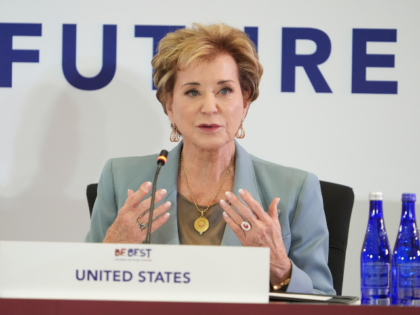 Education Secretary Linda McMahon speaks during a "Fostering the Future Together Glob