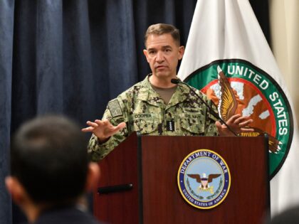 Admiral Charles Bradford "Brad" Cooper II, Commander of US Central Command speaks during a