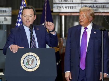 Burt Jones, lieutenant governor of Georgia, left, and US President Donald Trump during an