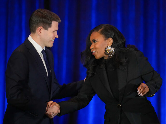 State Representative James Talarico, a Democrat from Texas and US Senate candidate, left,