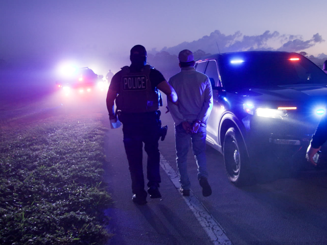 ICE officers make an arrest during targeted enforcement operations in Vero Beach, Florida.
