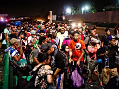 Central American migrants heading in caravan to the US are pictured on Tapachula, State of