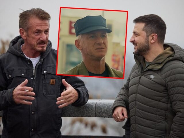 Hollywood actor and film director Sean Penn (L) meets Ukrainian President Vladimir Zelensk