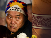 A devotee wearing 'Free Tibet' cap attends the Tibetan spiritual leader the Dalai Lama's p