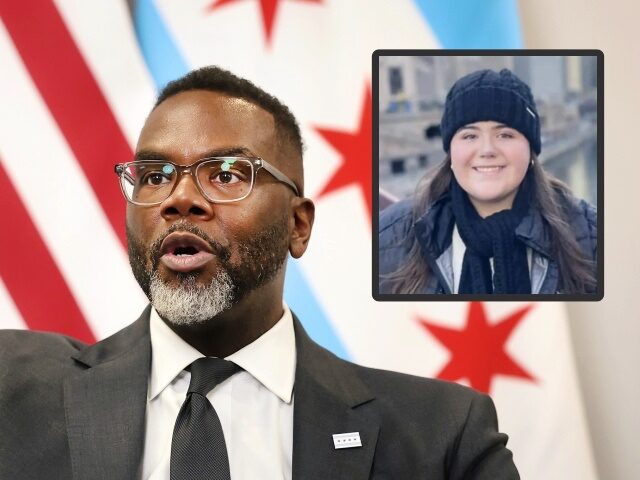 Chicago mayor Brandon Johnson speaks during a press conference on the fifth floor of City
