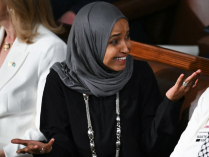 (L/R) US Representatives Ilhan Omar, Democrat from Minnesota, and Rashida Tlaib, Democrat