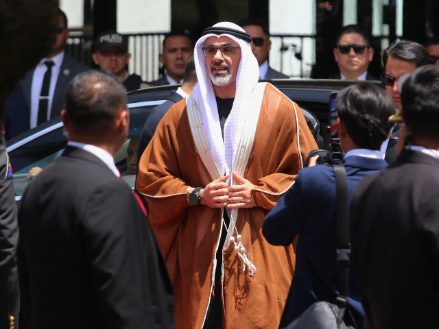 GettyImages-2263732325 Abu Dhabi's Crown Prince Sheikh Khaled bin Mohamed bin Zayed Al Nahyan (C) arrives at the