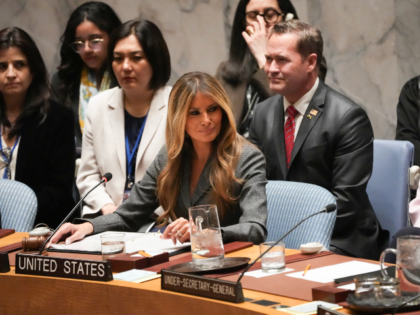 US First Lady Melania Trump chairs a meeting of the United Nations Security Council at UN