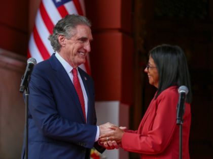 CARACAS, VENEZUELA - MARCH 04: Acting Venezuelan President Delcy Rodriguez (R) and the US