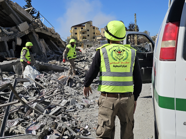NABATIEH, LEBANON - MARCH 05: A view of destruction following the Israeli military airstri