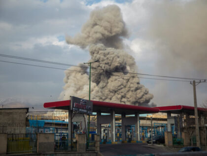 TEHRAN, IRAN - MARCH 2: A plume of smoke rises after an explosion on March 2, 2026 in Tehr