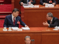 BEIJING, CHINA - MARCH 5: Chinese President Xi Jinping (L) and Premier Li Qiang speak afte