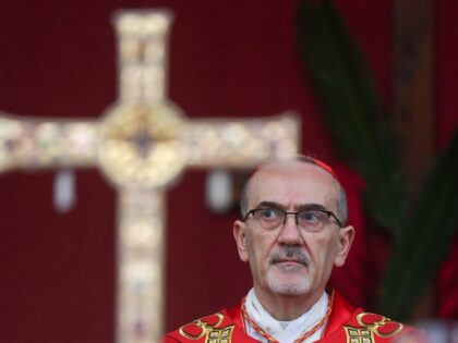 TOPSHOT - Latin Patriarch of Jerusalem, Cardinal Pierbattista Pizzaballa, leads a prayer s