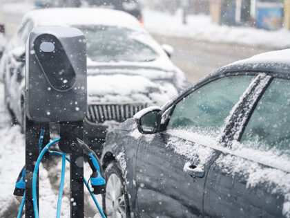 electric car charging station snow