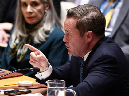 US National Security Advisor Mike Waltz addresses the Iranian delegation during a United N