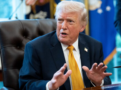 GettyImages2266470725 US President Donald Trump speaks during an executive order signing in the Oval Office of t