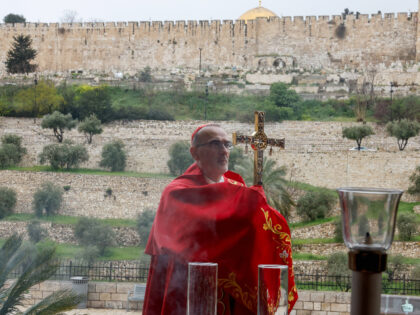 Latin Patriarch of Jerusalem, Cardinal Pierbattista Pizzaballa, leads a prayer service to