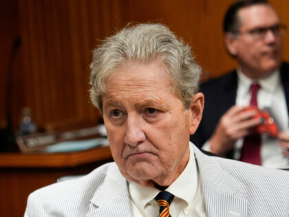 Sen. John Kennedy, R-La., arrives for a Senate Appropriations hearing, Tuesday, June 3, 20