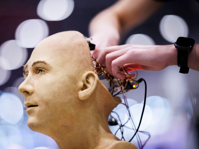 Man working on a robot