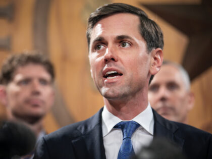 U.S. Rep. Mayes Middleton (R-TX) (C) of the Texas Freedom Caucus addresses the media in th