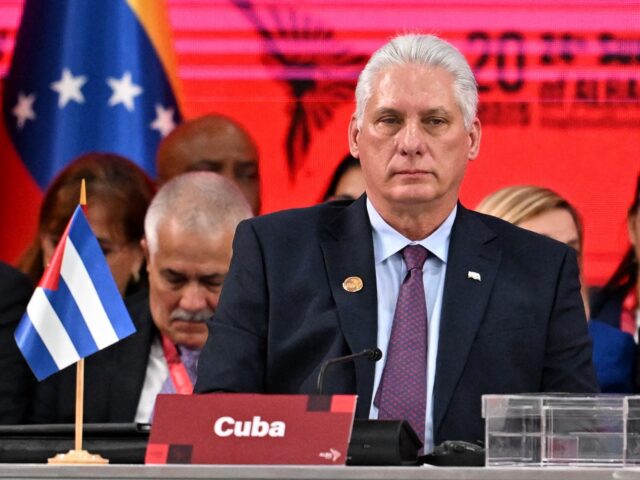 Cuba's President Miguel Diaz-Canel looks on during the opening session of the XXIV ALBA-TC