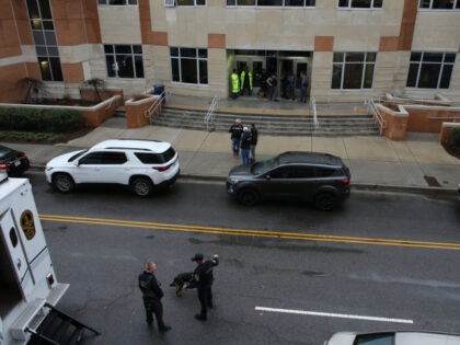 Police arrive outside Old Dominion University's campus after reports of an active shooter
