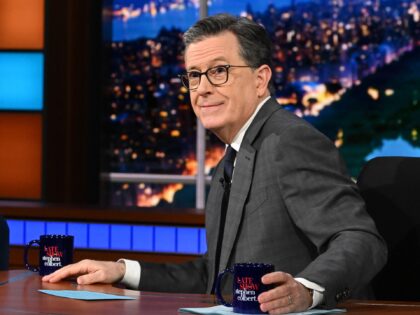 NEW YORK - MARCH 4: Steve Carell and Stephen Colbert on the CBS series The Late Show with