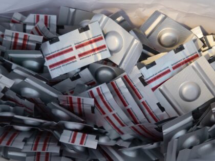 Abortion and morning-after pills are seen in the bag at Poland's first activist-run aborti