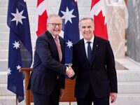 CANBERRA, AUSTRALIA - MARCH 05: Australian Prime Minister Anthony Albanese shakes hands wi
