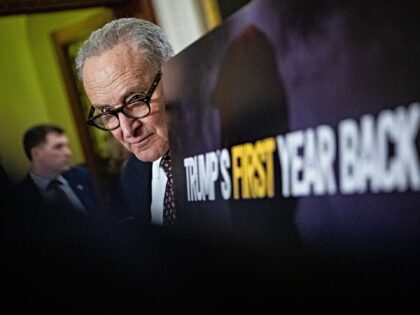 Senate Minority Leader Chuck Schumer, a Democrat from New York, during a news conference f