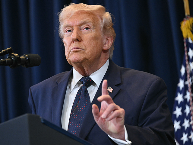 US President Donald Trump speaks during a press conference at Trump National Doral in Miam