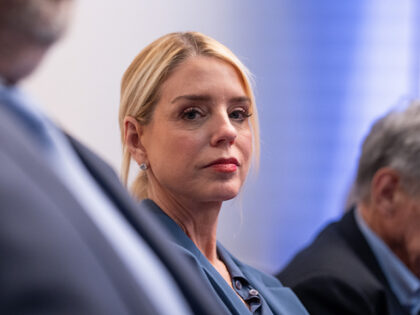 WASHINGTON, DC - FEBRUARY 20: U.S. US Attorney General Pam Bondi attends a press briefing