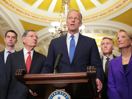 WASHINGTON, DC - JANUARY 06: U.S. Senate Majority Leader John Thune (R-SD) speaks during a