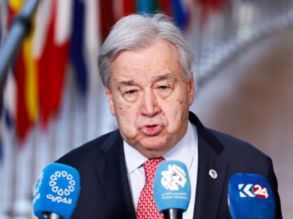 Antonio Guterres, secretary-general of the United Nations (UN), at a European Council meet